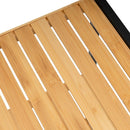 Estantería de bambú y estructura de metal negro con 3 baldas