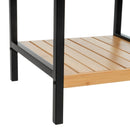 Estantería de bambú y estructura de metal negro con 3 baldas