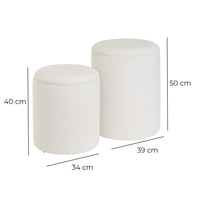 Set de 2 puffs blancos con almacenaje