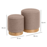 Set de 2 puffs de en lino beige con almacenaje