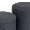 Set de 2 puffs de lino gris oscuro con almacenaje