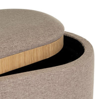 Puff de lino beige con almacenaje