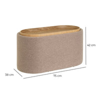 Puff de lino beige con almacenaje