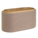 Puff de lino beige con almacenaje