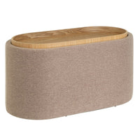 Puff de lino beige con almacenaje