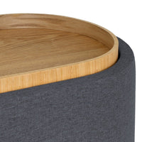 Puff de lino gris oscuro con almacenaje