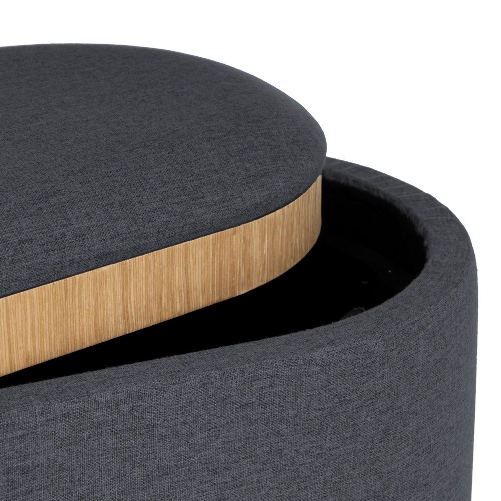 Puff de lino gris oscuro con almacenaje