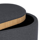 Puff de lino gris oscuro con almacenaje