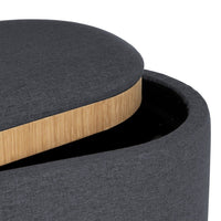 Puff de lino gris oscuro con almacenaje