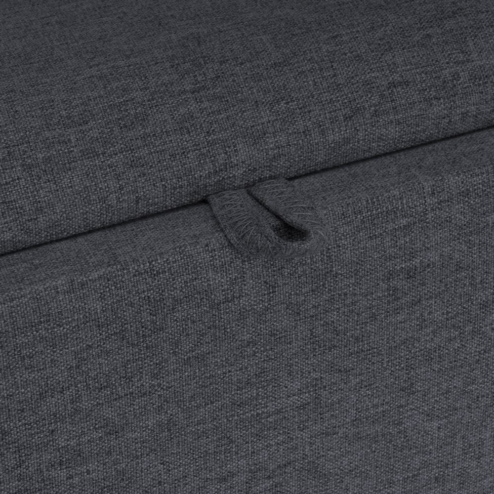 Puff de lino gris oscuro con almacenaje