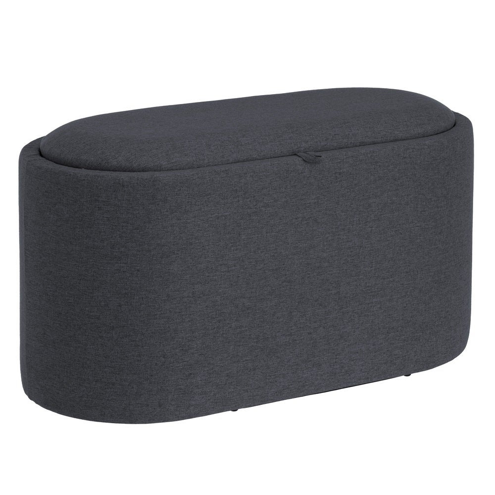 Puff de lino gris oscuro con almacenaje