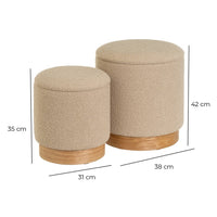Set de 2 puffs beige con almacenaje