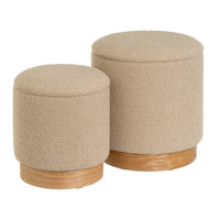 Set de 2 puffs beige con almacenaje
