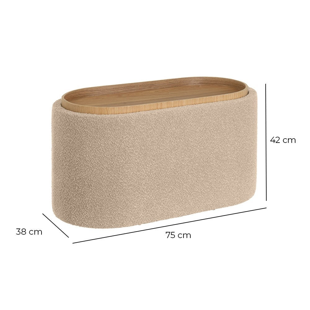 Puff beige con almacenaje