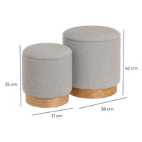 Set de 2 puffs grises con almacenaje