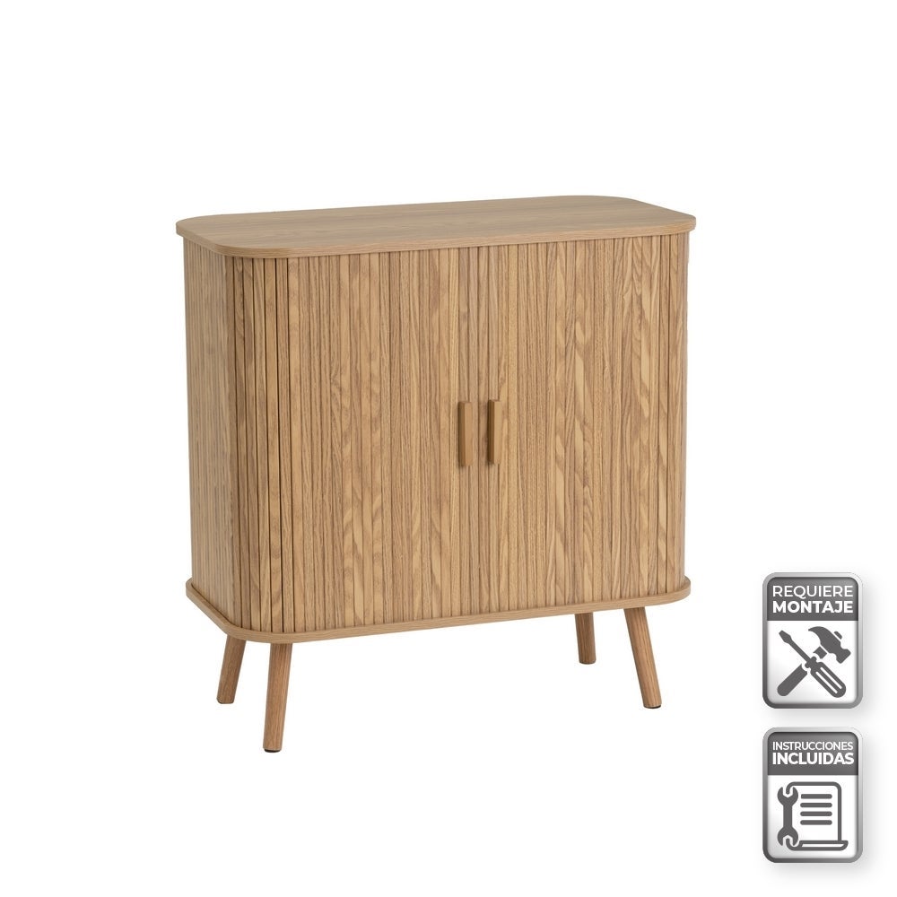 Aparador marrón de madera con 2 puertas