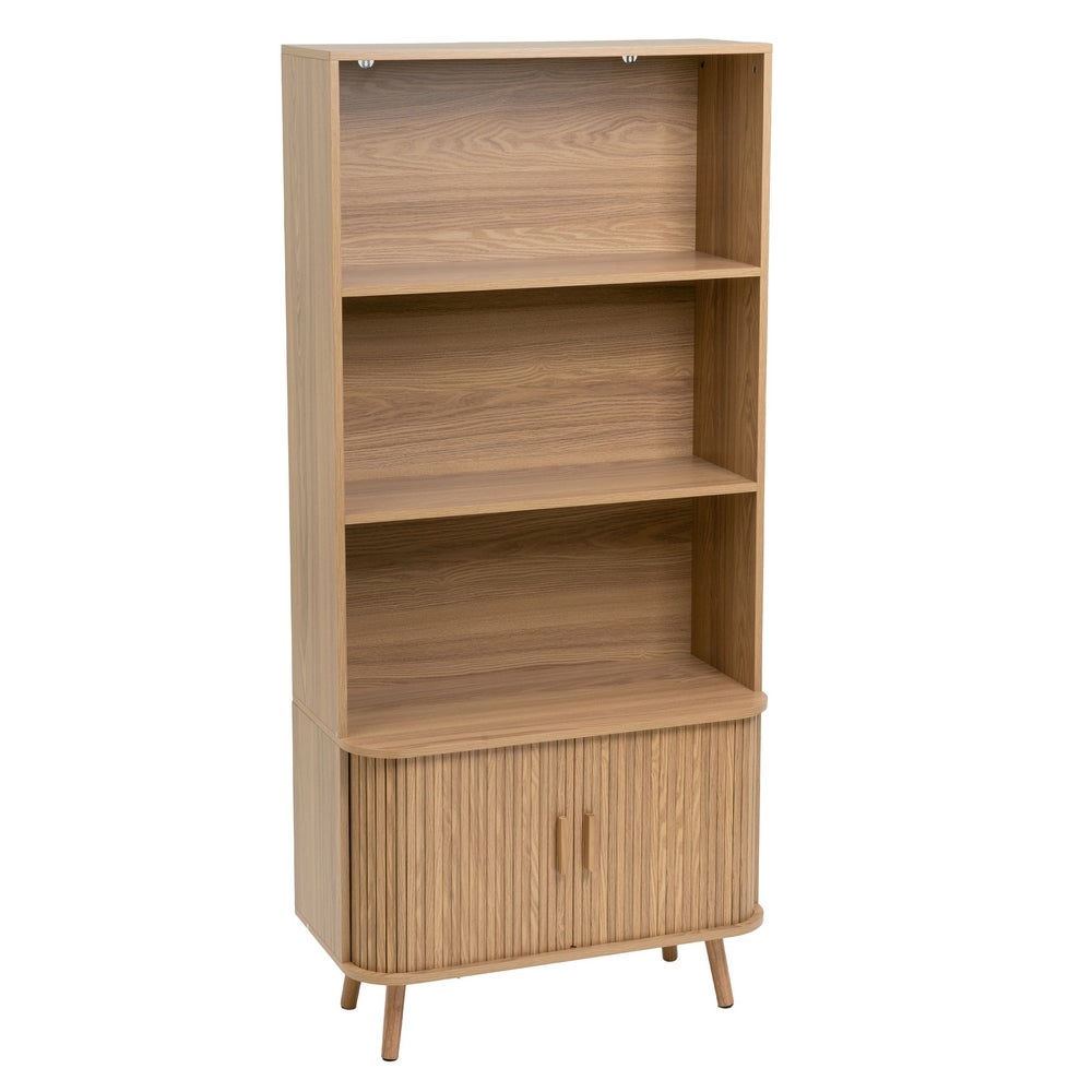 Estantería marrón de madera con 3 baldas y 2 puertas 80x40x172 cm
