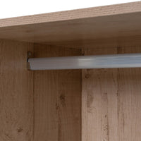 Armario modular natural de madera con barra y pantalonero extraíble