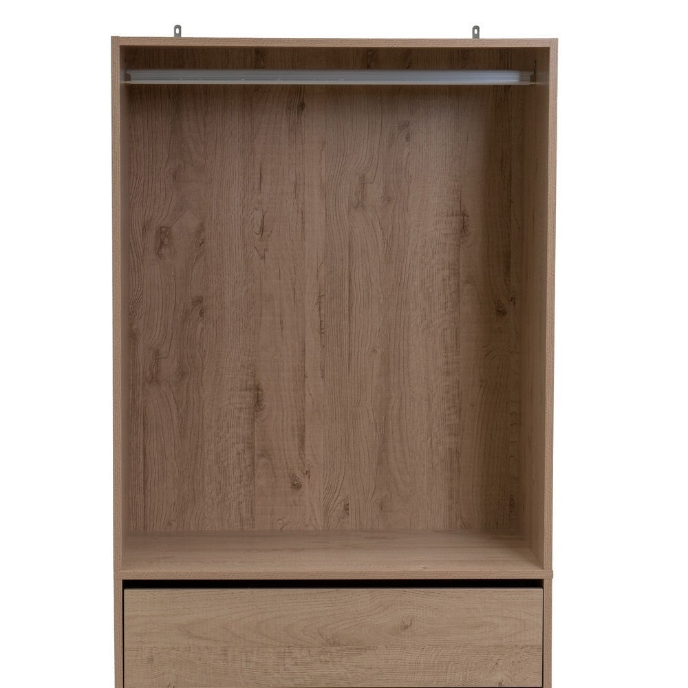 Armario modular natural de madera con barra y 4 cajones