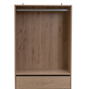 Armario modular natural de madera con barra y 4 cajones