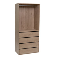 Armario modular natural de madera con barra y 4 cajones