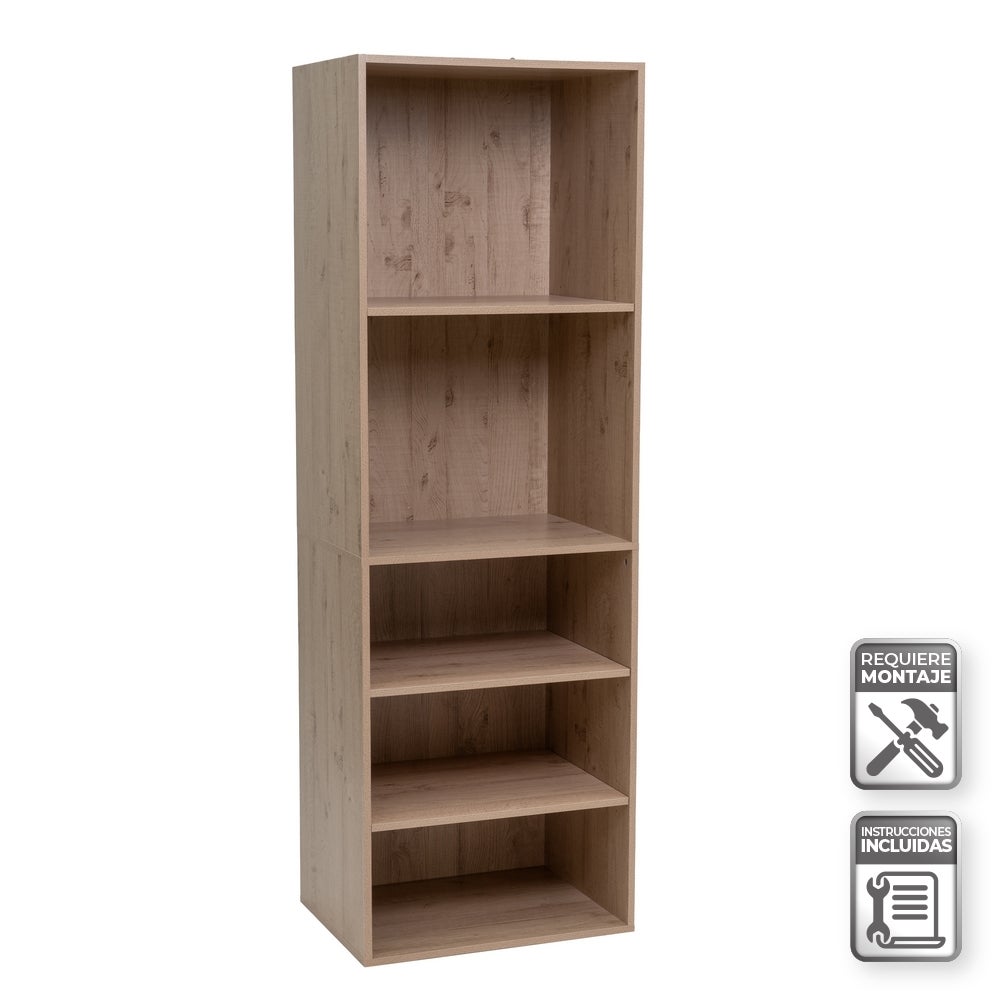 Armario modular natural de madera con 5 estantes