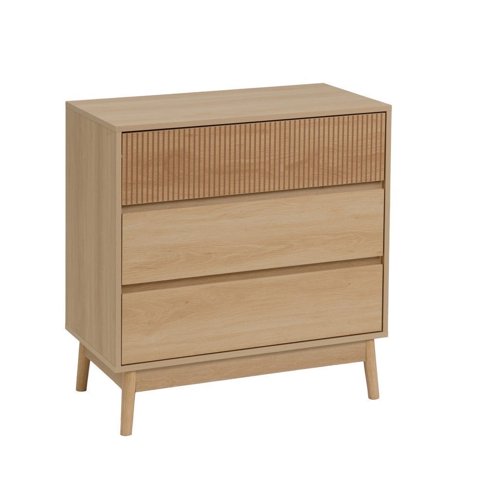 Cómoda Naroa de Madera color Natural con 3 Cajones de 80x40x80 cm