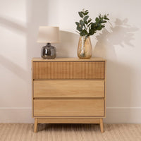 Cómoda Naroa de Madera color Natural con 3 Cajones de 80x40x80 cm