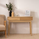 Mesa Consola Naroa de Madera color Natural con 2 Cajones de 100x30x75 cm