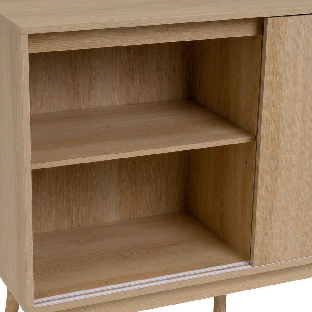 Aparador de madera natural de 2 puertas correderas 115x39,5x90 cm