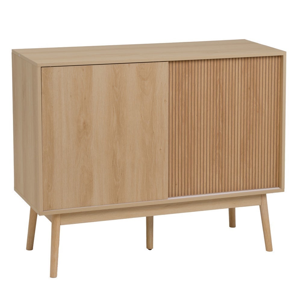 Aparador Naroa de Madera color Natural con 2 Puertas Correderas de 115x39x90 cm