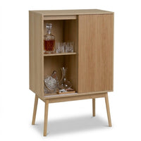 Armario para Vino Naroa de Madera color Natural con 2 Puertas Correderas de 80x30x120 cm