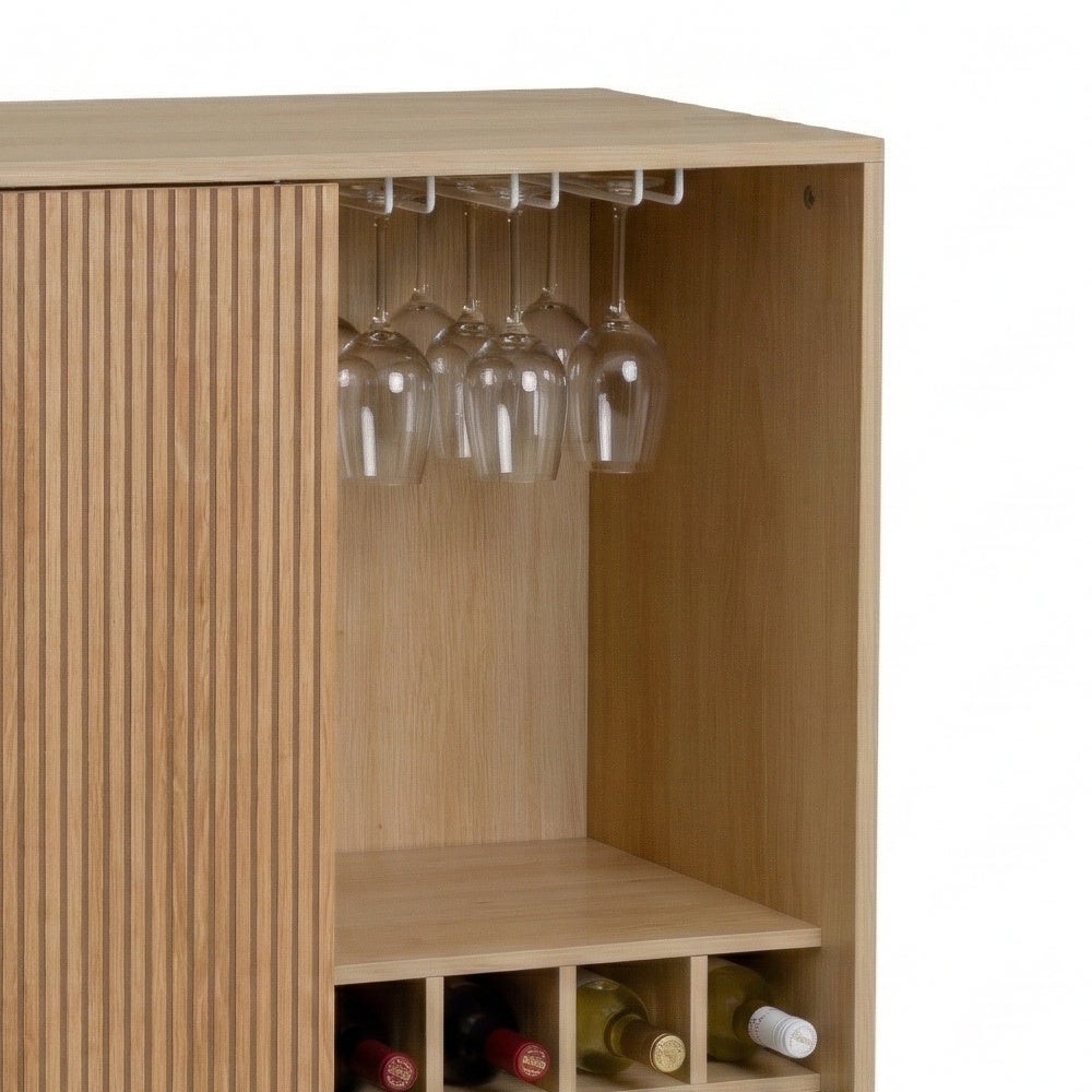 Armario para Vino Naroa de Madera color Natural con 2 Puertas Correderas de 80x30x120 cm