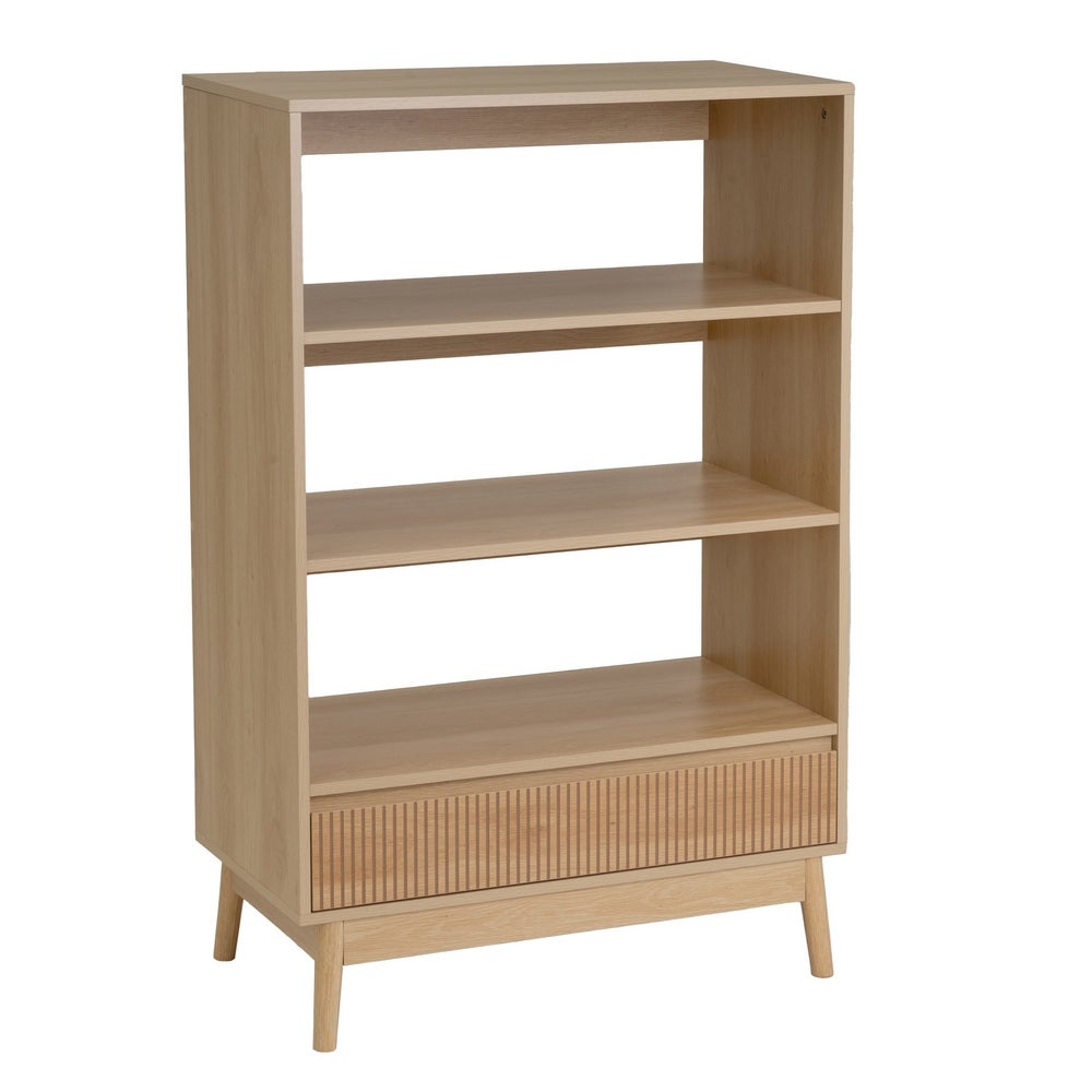 Estantería Naroa de Madera color Natural con 3 Estantes y 1 Cajón de 80x40x120 cm