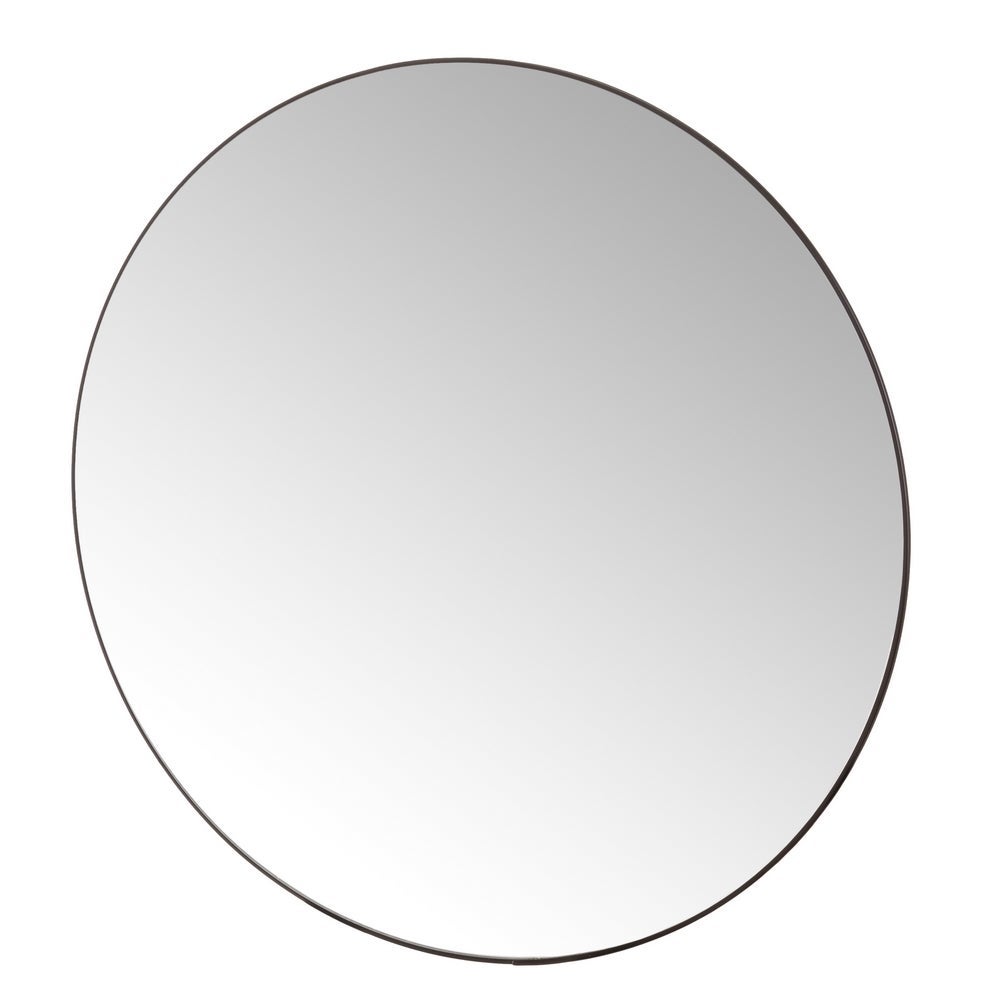 Espejo de pared redondo negro de metal y cristal de 49 cm