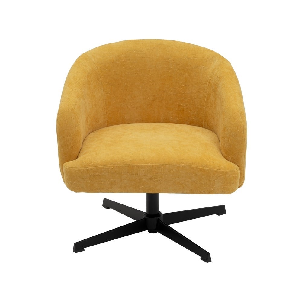 Sillón giratorio regulable en altura tapizado chenilla mostaza