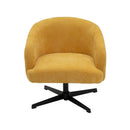 Sillón giratorio regulable en altura tapizado chenilla mostaza