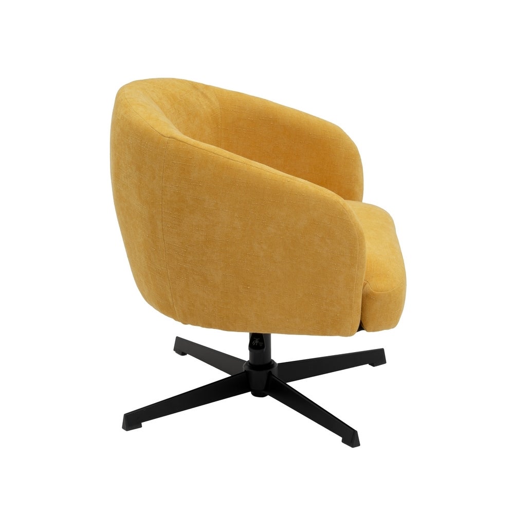 Sillón giratorio regulable en altura tapizado chenilla mostaza