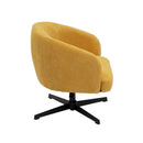 Sillón giratorio regulable en altura tapizado chenilla mostaza