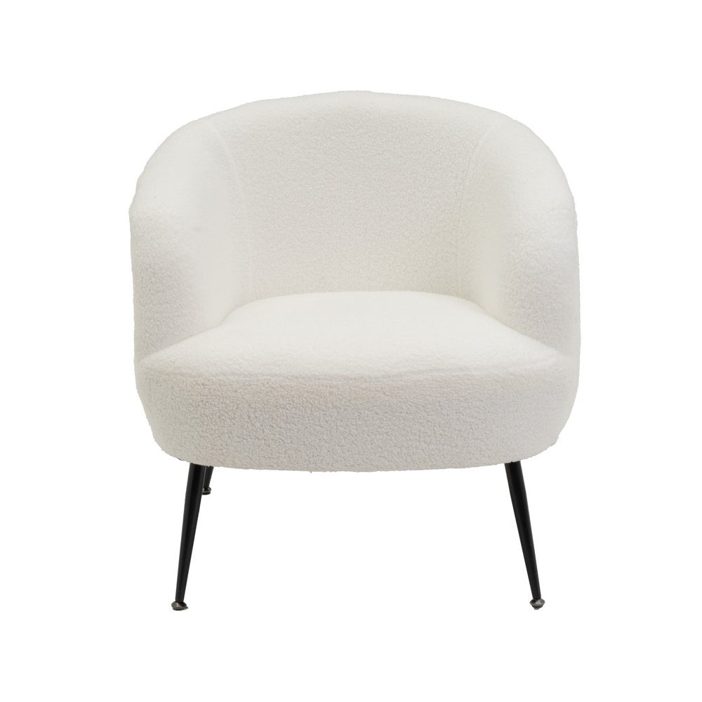 Sillón butaca redondo con brazos blanco de tela de borreguito