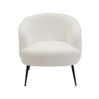 Sillón butaca redondo con brazos blanco de tela de borreguito