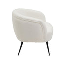 Sillón butaca redondo con brazos blanco de tela de borreguito