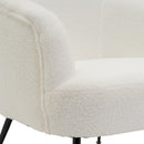 Sillón butaca redondo con brazos blanco de tela de borreguito