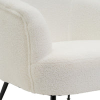 Sillón butaca redondo con brazos blanco de tela de borreguito