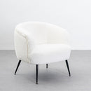 Sillón butaca redondo con brazos blanco de tela de borreguito