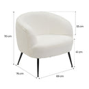 Sillón butaca redondo con brazos blanco de tela de borreguito