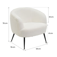 Sillón butaca redondo con brazos blanco de tela de borreguito