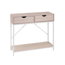 Consola con 2 cajones de metal blanco y MDF de 80x30x75 cm