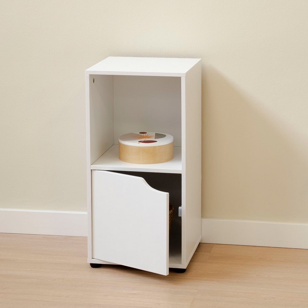 Mesita de noche blanca de 1 puerta