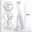 Espejo de pie plateado de 151 cm